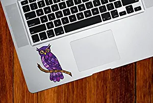 Yadda-Yadda Design Co. Curious Owl - Stained Glass Style - Vinyl Decal for Laptop | MacBook | Trackpad YYDC (Variations Available) (2.25" w x 3" h, Purple)