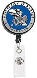 Large Pewter Retractable Badge Reel - Kansas Jayhawks