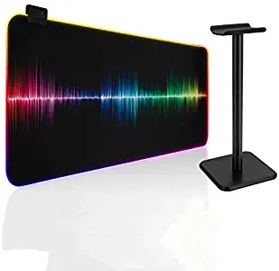 TEEDOR RGB Gaming Mouse Pad Extended Large LED Soft XXL Big Gaming Mousepad for Keyboard Mouse Laptop Desk with 14 Lighting Modes 2 Brightness Levels(31.5 X 11.8 Inch) + Headphone Headset Stand Holder