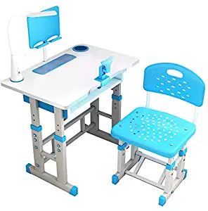Websad_Children's Study Desk Chair Set Multifunctional Study Table With Book Stand,Desk for Boy and Girls (Blue)