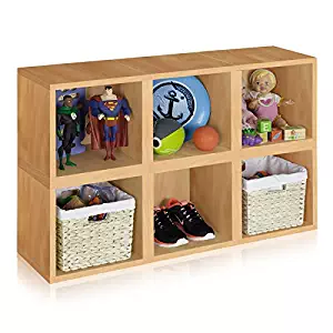 Way Basics Eco Stackable Modular Storage Cubes Cubby Organizer (Set of 6), Natural Wood Grain (Tool-Free Assembly and Uniquely Crafted from Sustainable Non Toxic zBoard paperboard)