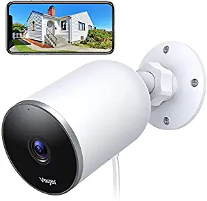 Voger Security Camera Outdoor, 1080P WiFi Home Surveillance with Motion Detection, Bullet Camera with 2-Way Audio, Night Vision, IP66 Waterproof, Support Cloud Service and Alexa
