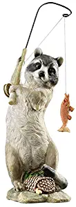 Design Toscano The Masked Fisherman Raccoon Statue, Multicolored