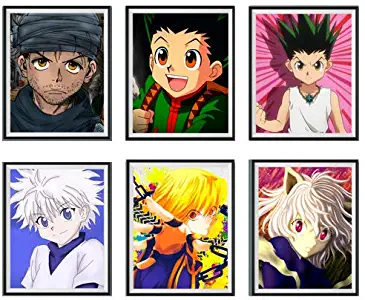 QG Art Hunter X Hunter Original Anime Fan Collection Ging Freecss Gon Killua Kurapira Neferpitou Anime Canvas Artwork Prints Poster for Home Decoration,8 x 10 Inches,Set of 6,No Frame