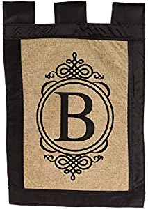 Evergreen “B” Monogram Double-Sided Burlap Garden Flag - 12.5”W x 18"H