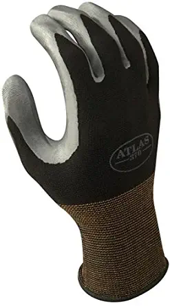 SHOWA Atlas 370B Nitrile Palm Coating Glove, Black, X-Large (Pack of 12 Pairs)