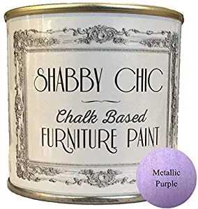 Shabby Chic Furniture Chalk Paint: Chalk Based Furniture and Craft Paint for Home Decor, DIY Projects, Wood Furniture - Chalked Interior Paints with Metallic Finish - 250ml - Metallic Purple