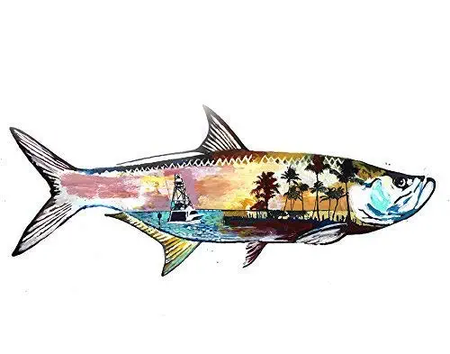 Tarpon Fishing Wall Art Print, Florida Fisherman Gift Idea, Saltwater Fishing Artwork, FL Landscape Fish Painting Print, Choice of Sizes Hand Signed By Jack Tarpon.