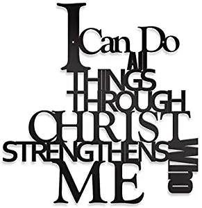 I Can Do All Things - Steel Roots Decor - Christian Wall Decor - 14 inch(Black)